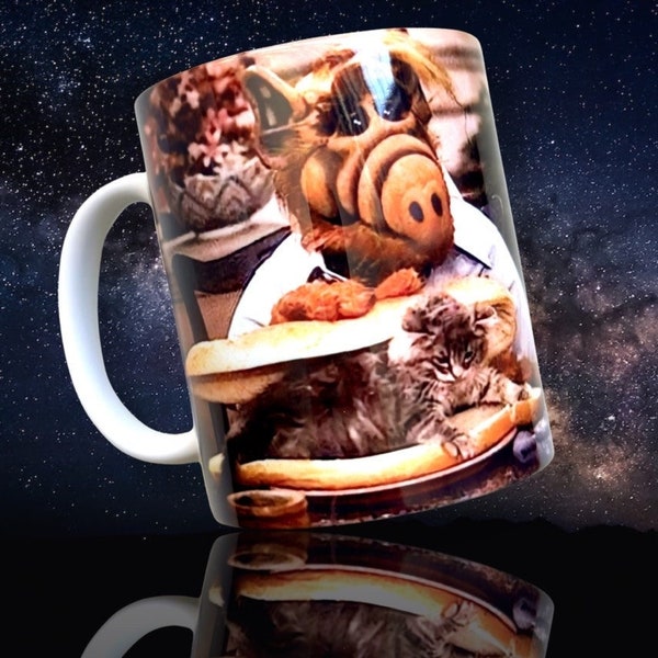 Alf TV Show Mug by @thereisnostore // 1980s Pop Culture + Meme Gifts // Aliens are Real and Alf Eats Cats