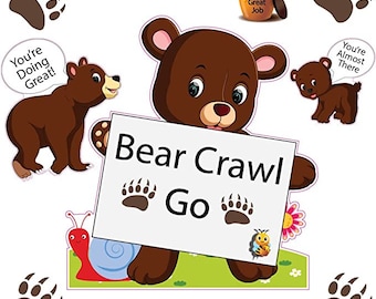 Bear Crawl Sensory Path Kit-16 Durable Vinyl Floor Decals