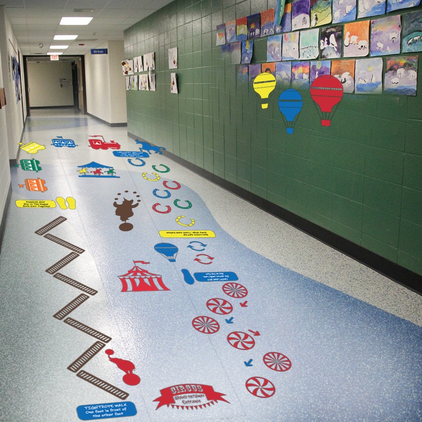 Deluxe Circus Themed Classroom Sensory Path Kit – 68 Premium Vinyl Decals