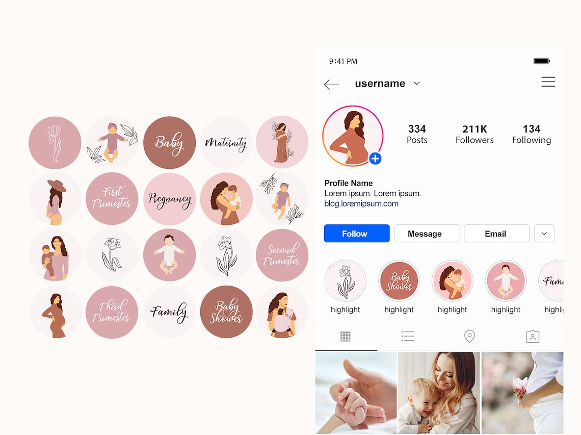 Maternity Instagram Templates. Highlight Icons. Mom Life Etsy