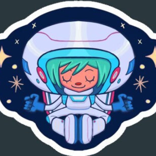 i need my space sticker, astronaut decal, meditation sticker, funky original art, astronomy decoration, gifts for teens, cute space sticker