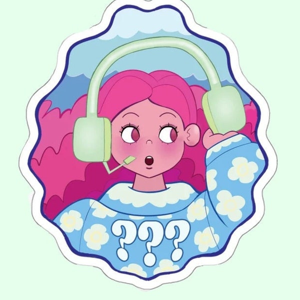 cozy headphones sticker - aesthetic gamer, cozy gamer sticker, Y2K sticker, funky art, original art, kawaii girl sticker, gifts for teens