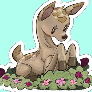 cute flower deer sticker | forest fawn sticker decor | coquette cottagecore art | baby spring animal original art | laptop bottle notebook
