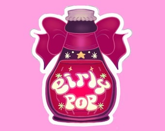 girly pop soda sticker, cute sticker, coquette art, vintage americana sticker, pink coke sticker, witchy art, gifts for women, gifts for her