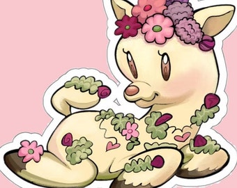 cute flower lamb sticker | meadow sheep sticker decor | coquette cottagecore art | baby spring animal original art | laptop bottle notebook
