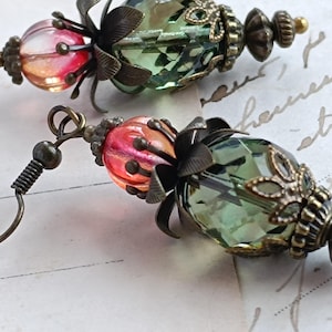 Victorian flower drop earrings