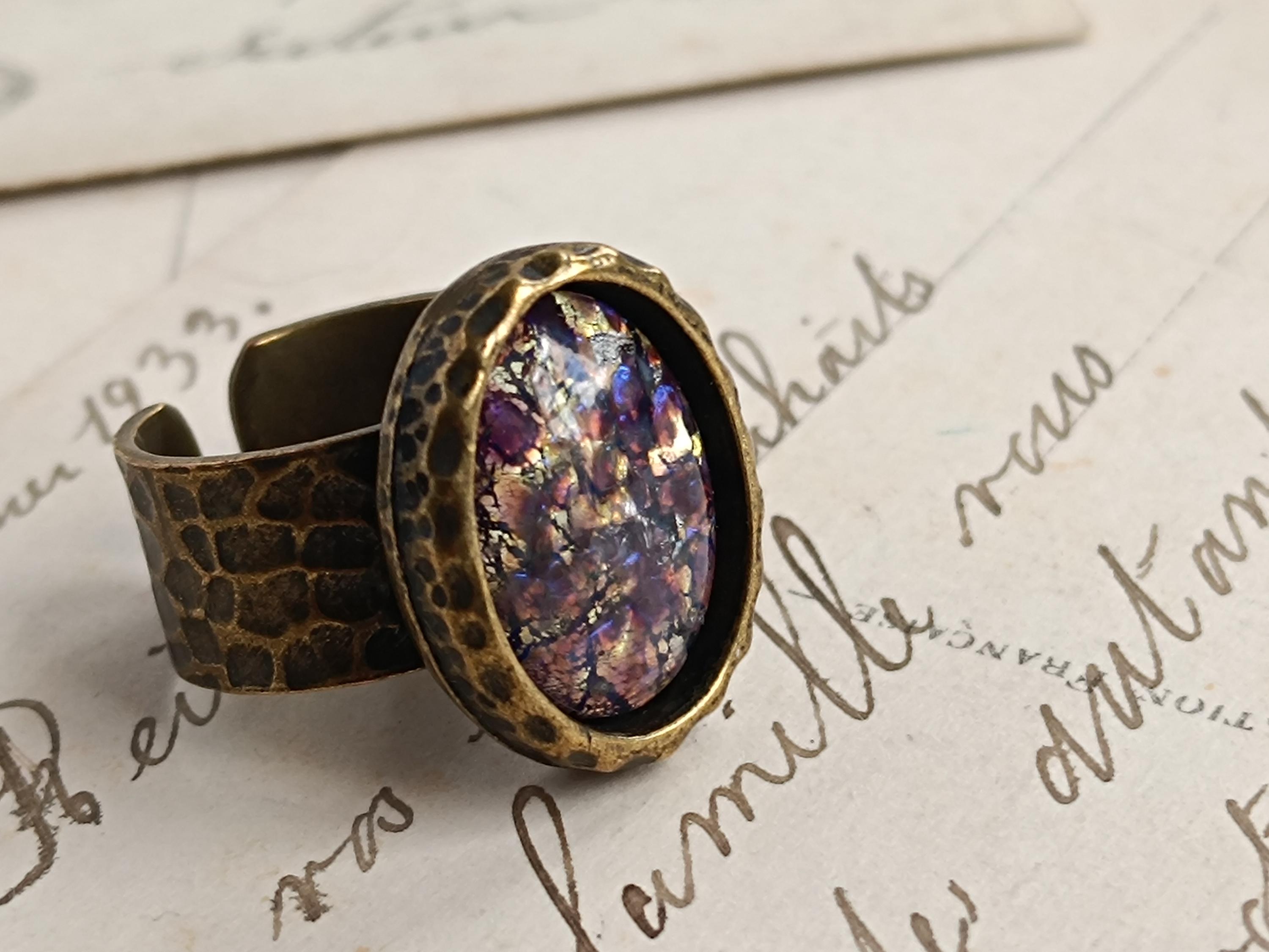 Bague fantaisie créateur vintage, taille 54