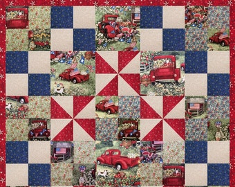 Patriotic Summer Picnic Lap Quilt Kit, Includes Binding and Backing