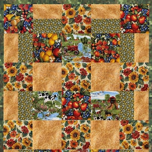 Farmland Harvest Lap Quilt Kit, Includes Binding and Backing