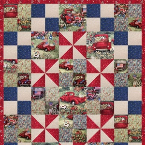 Patriotic Summer Picnic Lap Quilt Kit, Includes Binding and Backing