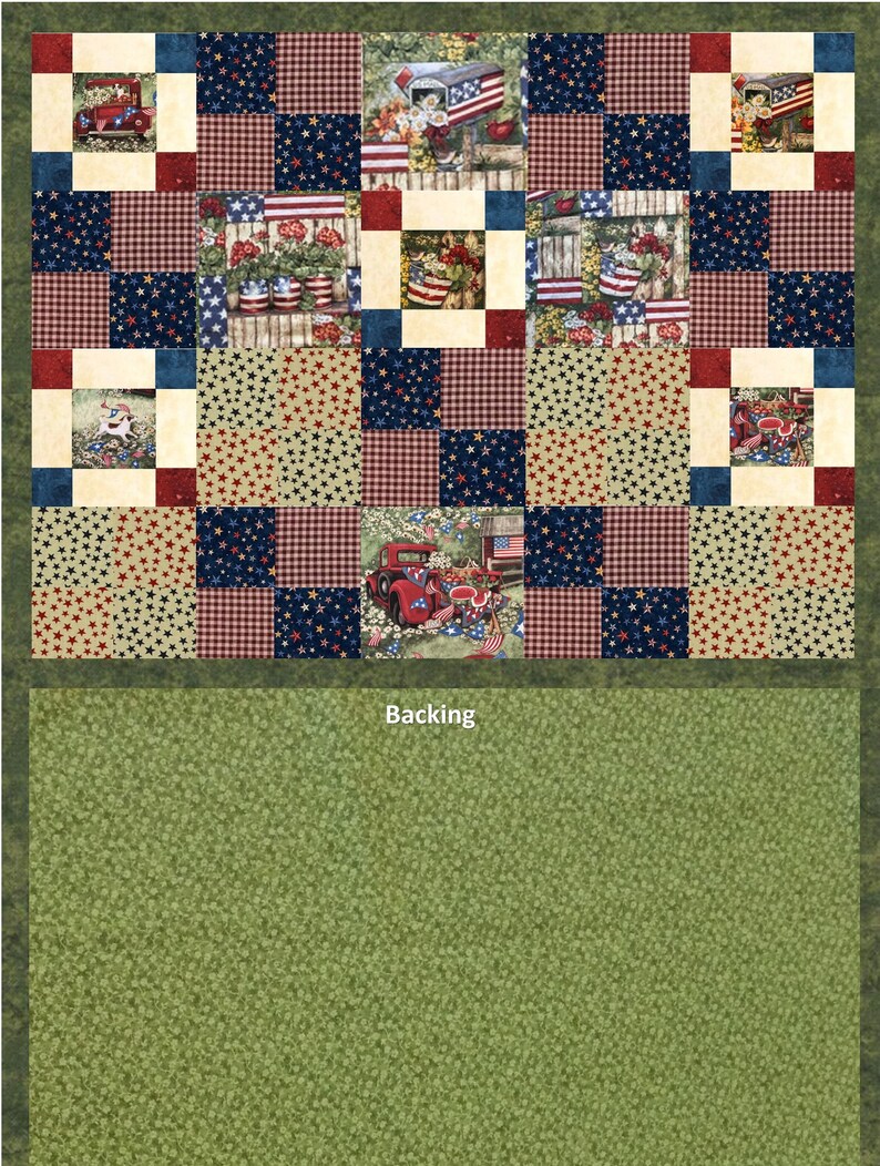 Patriotic Picnic Quilt Kit With Binding and Backing Etsy