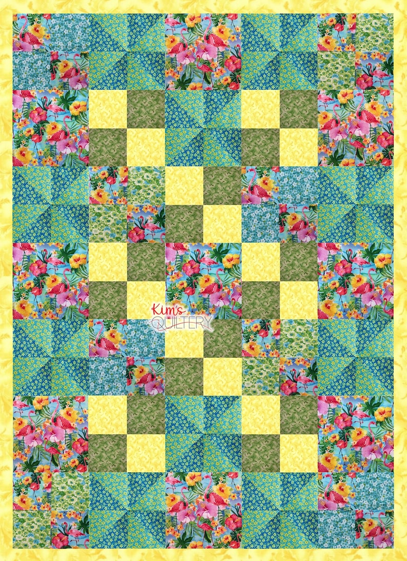 Flamingos in Paradise Lap Quilt Kit Includes Binding and - Etsy