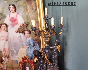 18th century French Putti Candelabra, Dollhouse Miniature furniture.