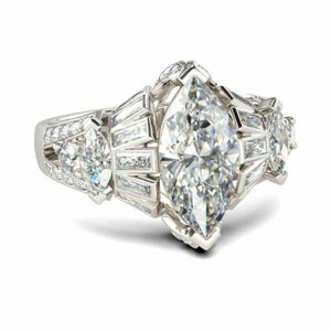 Valentine&#39;s & Christmas Spacial 3.65 Ct White Marquise Cut Diamond Unique Prong Style Promise Engagement Wedding Rings For Women&#39;s