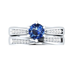 2.65 Blue Sapphire Round Cut Diamond Solitaire Bridal Set 925 Sterling Silver Engagement Ring, Valentine's Gift Ring, Mother's Day Gift Ring