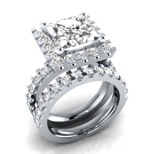 3.33 CT Princess Cut Diamond Engagement Ring Set, Bridal Wedding Ring Set, Promise Ring Set, Diamond Ring Set For Women, 925 Silver Ring Set