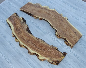 Live Edge Russian Olive With Dense BURL Wood Slabs Processed 2 pcs SETS for Shelf OR Epoxy River Coffee Tables, Choose Set