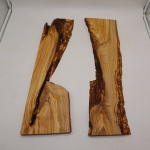 Live Edge Very Old OLIVE Wood Slab Set, For River Table OR epoxy table and so on, 24&quot; Length, 0.6&quot; Thickness, 5.7 lb Weight