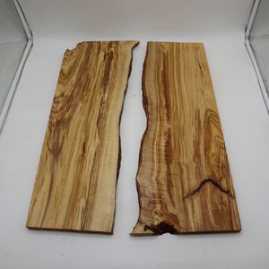 Live Edge Very Old OLIVE Wood Slab Set, For River Table OR epoxy table and so on, 26&quot; Length, 0.7&quot; Thickness, 11.9 lb Weight