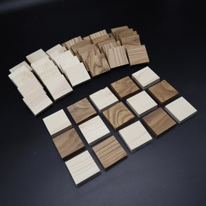 Quadrati Legno naturale Pezzi fai-da-te tagliati a mano, Colore naturale scuro e chiaro - Legno di ulivo e abete rosso russo