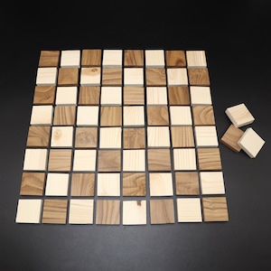 Set di pezzi da tavolo da gioco in legno naturale, pezzi fai-da-te tagliati a mano, colore scuro e chiaro naturale - Legno di ulivo e abete rosso russo - SET di scacchiera modello