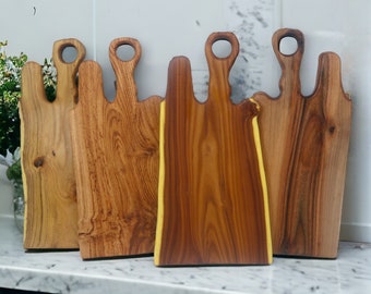 Olive, Acacia, Chestnut, Walnut, Cutting Board with Handle, Barware, Bar Cart, Wood Serving Board, Wood Cutting Board, Kitchen Décor