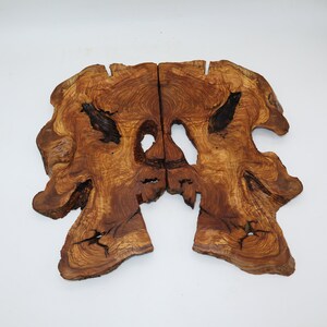 Live Edge Symmetrical Processed Olive Wood Slabs, For Epoxy Coffee Table OR Clock, Wall art and so on, 43 x 40 cm Dimensions, 3.2 kg weight
