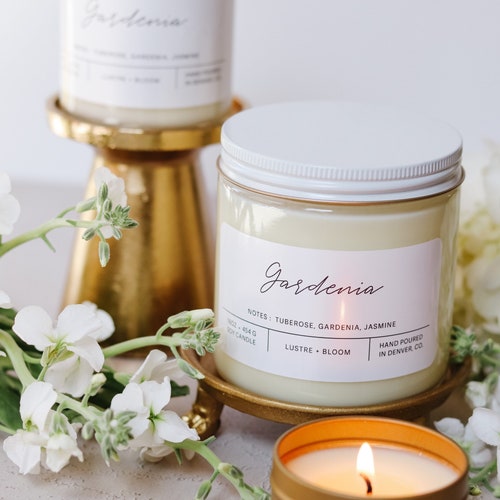 Gardenia Soy Candle Natural Soy Wax Candle Handpoured Etsy