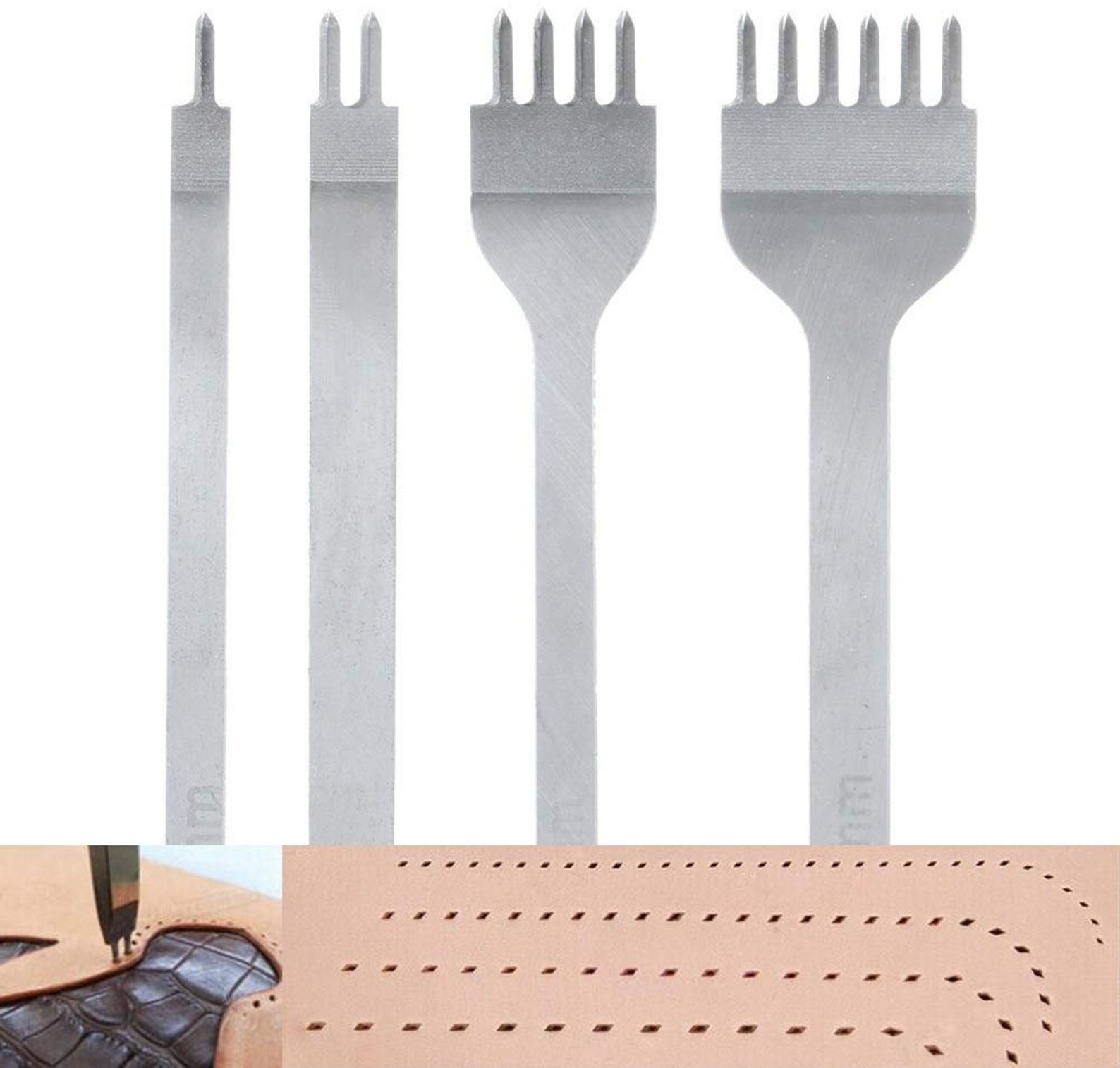 4 Pcs Leather 4mm Lacing Stitching Chisel Set Leather Chisel Etsy