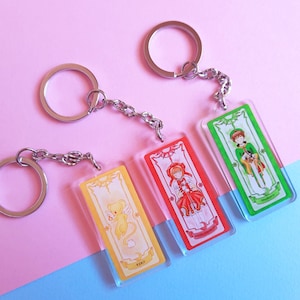 Sakura Characters Clow Card Acrílico Chaveiros Kero Chan Syaoran Anime Manga Pingente Charm