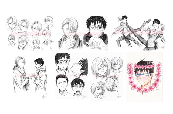 Yuri On Ice Print Anime Manga Print Sketch Doodle Drawing Draw Etsy On ice began airing on october 6, 2016 and its final episode aired on december 21, 2016. etsy