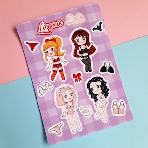 Lingerie Dolls Stickerbogen süsse Sticker