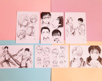 YOI Yuri, Victor and Yurio Prints Anime Manga Print Sketch Doodle Drawing Draw