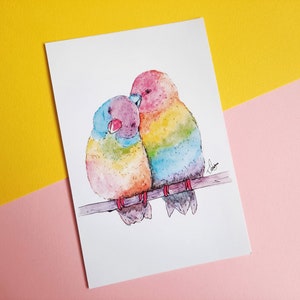 Rainbow Love Birds Print Cute Animals Pride Prints