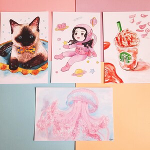Sonstiges Druck Starbucks Astronaut Katze Kätzchen Kitty Qualle Druckt