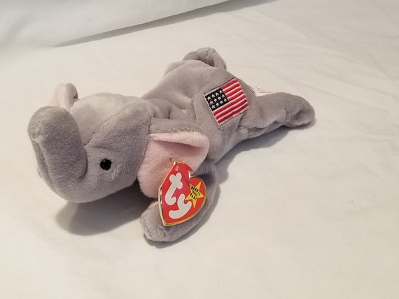 elephant beanie baby with american flag