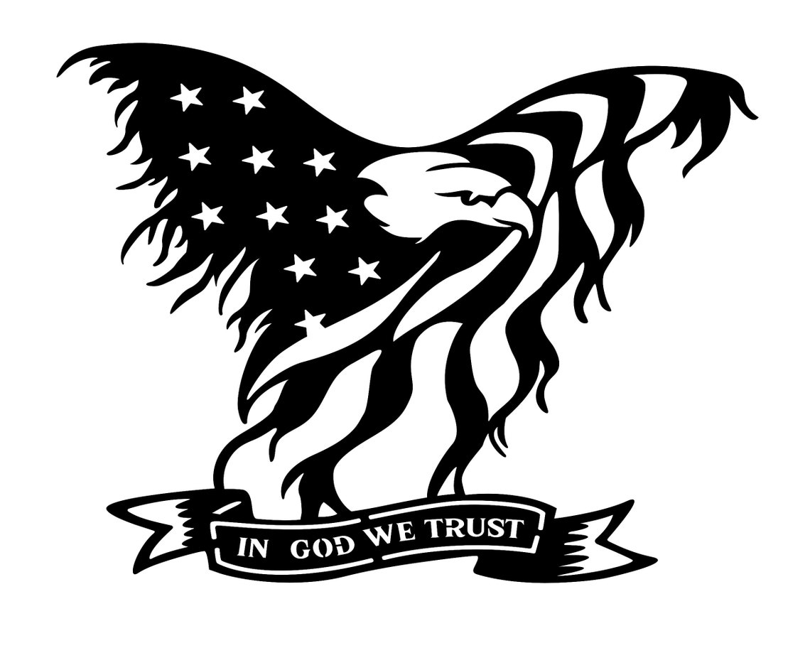 American Eagle in God We Trust With Flag for Wings Metal Art Sign Etsy