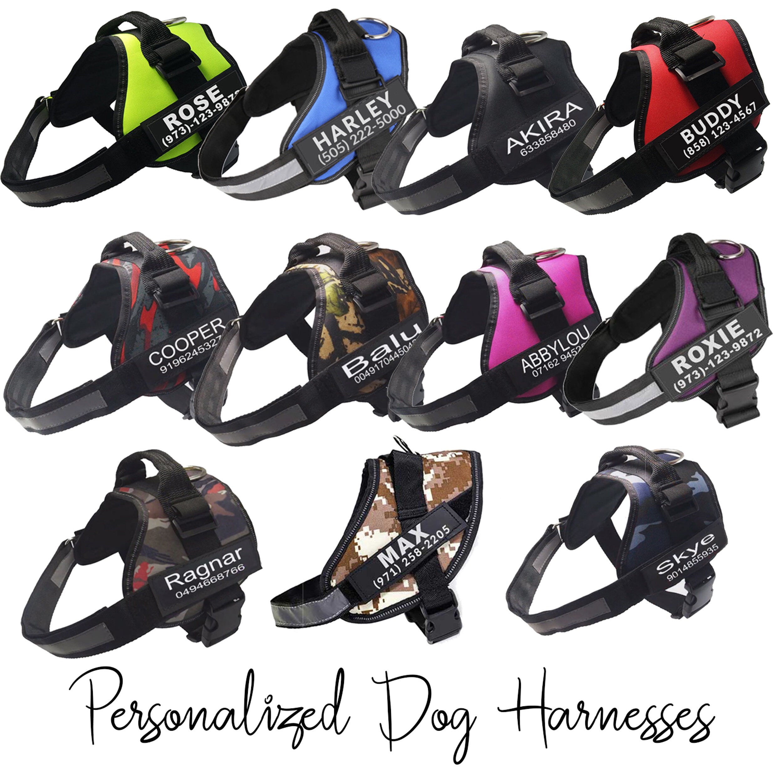 Personalized Dog Harness with Custom Size Patches Personalize Etsy