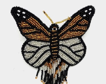 Butterfly Barette  Hand-made beaded butterfly barrette 5&quot;L x 4&quot;W