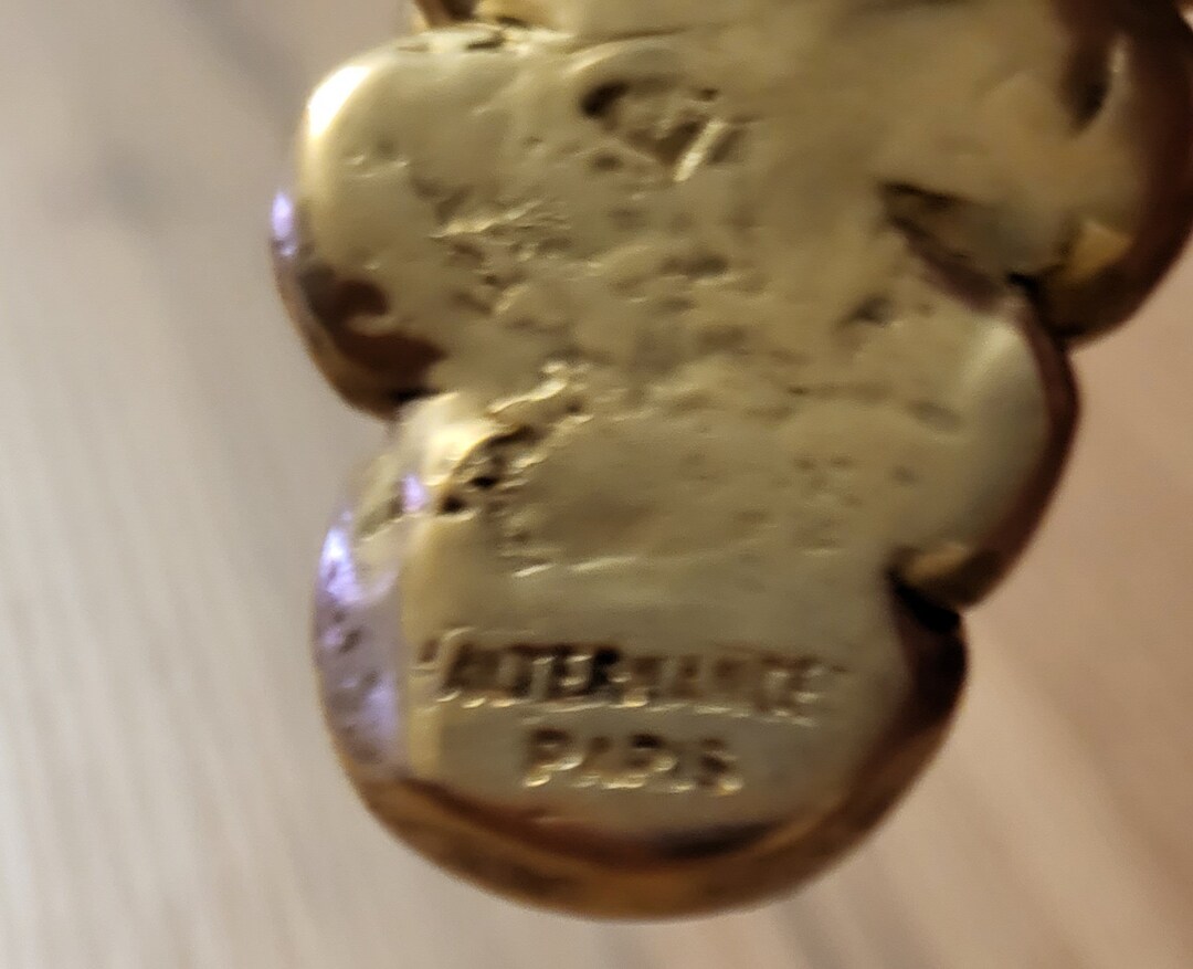 Broche Vintage Alternances Paris - Résine Dorée Années 80 - Occasion - Bijou Rétro