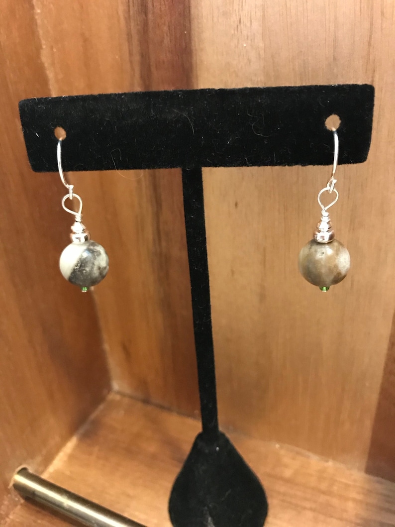 Amazonite and sterling silver French hook earrings