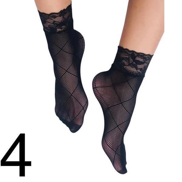 Women's Fishnet Socks|Lace Socks|Anklet Socks |Silk Socks|See Through Socks|Ankle Socks|Embroidered Socks|Hosiery|Lace Socks|Thin Socks
