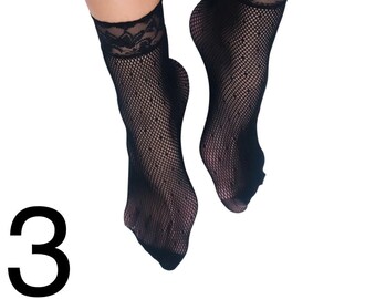 Women's Fishnet Socks|Lace Socks|Anklet Socks |Silk Socks|See Through Socks|Ankle Socks|Embroidered Socks|Hosiery|Lace Socks|Thin Socks