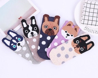 5 Pairs Women's Socks|Dog Lover Socks|Cartoon Socks|Character Socks|Animal Socks|Pug Socks|Frech Bulldog Socks|Bulldog Socks