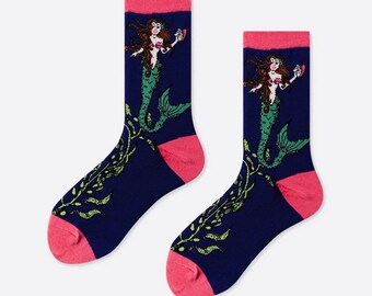 Unisex Socks|Crew Socks|Siren Socks|Pattern Socks|Men Socks|Women Socks|Crazy Socks|Funny Socks|Colorful Socks