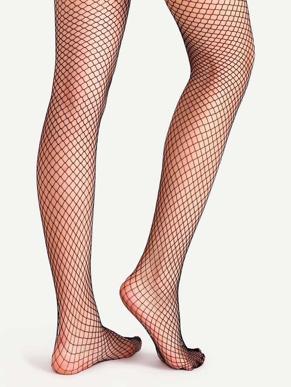 Women High Waist Pantyhose Fishnet Stockings Mesh Tights Thigh High Sock  Sparkle
