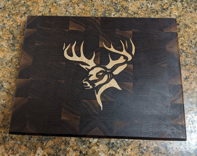 Walnut Cutting Board With a Stag Maple Inlay, End Grain, Butchers Block ...
