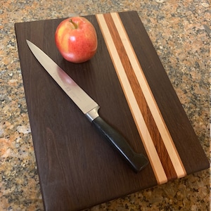 Wood cutting board walnut, padauk, cherry and maple, wooden, serving, handmade, charcuterie board, Christmas, 5th anniversary