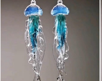 Jellyfish Resin Earrings, Jellyfish resin pendant, Gift for jellyfish lover, Beach Themed Jewelry