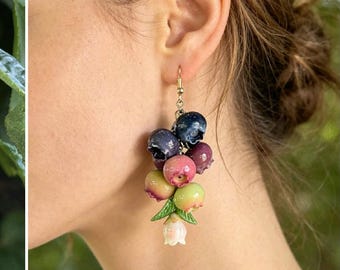Clay fruit earring, Jellyfish Resin Earrings, Jellyfish resin pendant, Gift for jellyfish lover, Beach Themed Jewelry